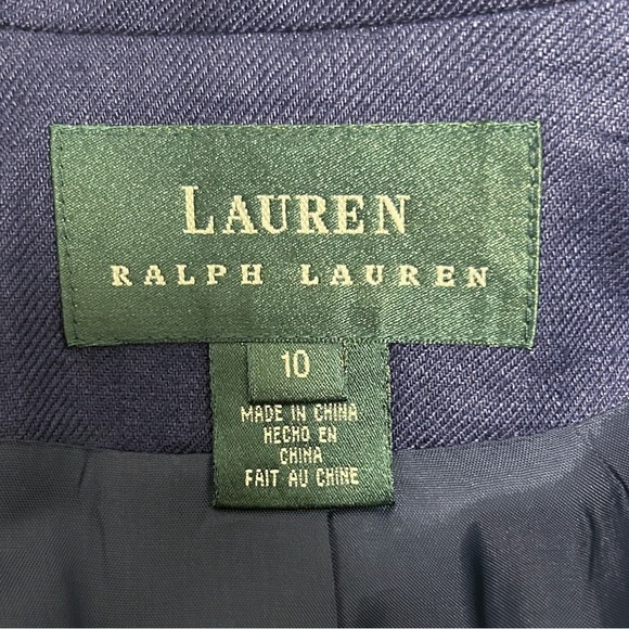 Lauren Ralph Lauren True Navy Blue Linen Double Breasted Provence Blazer 10 NWT - Picture 11 of 13